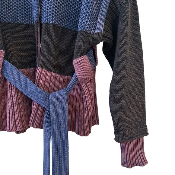 Wildfox Blue and Purple Cardigan with Chunky Knit and Wrap Design - Picture 2 of 7